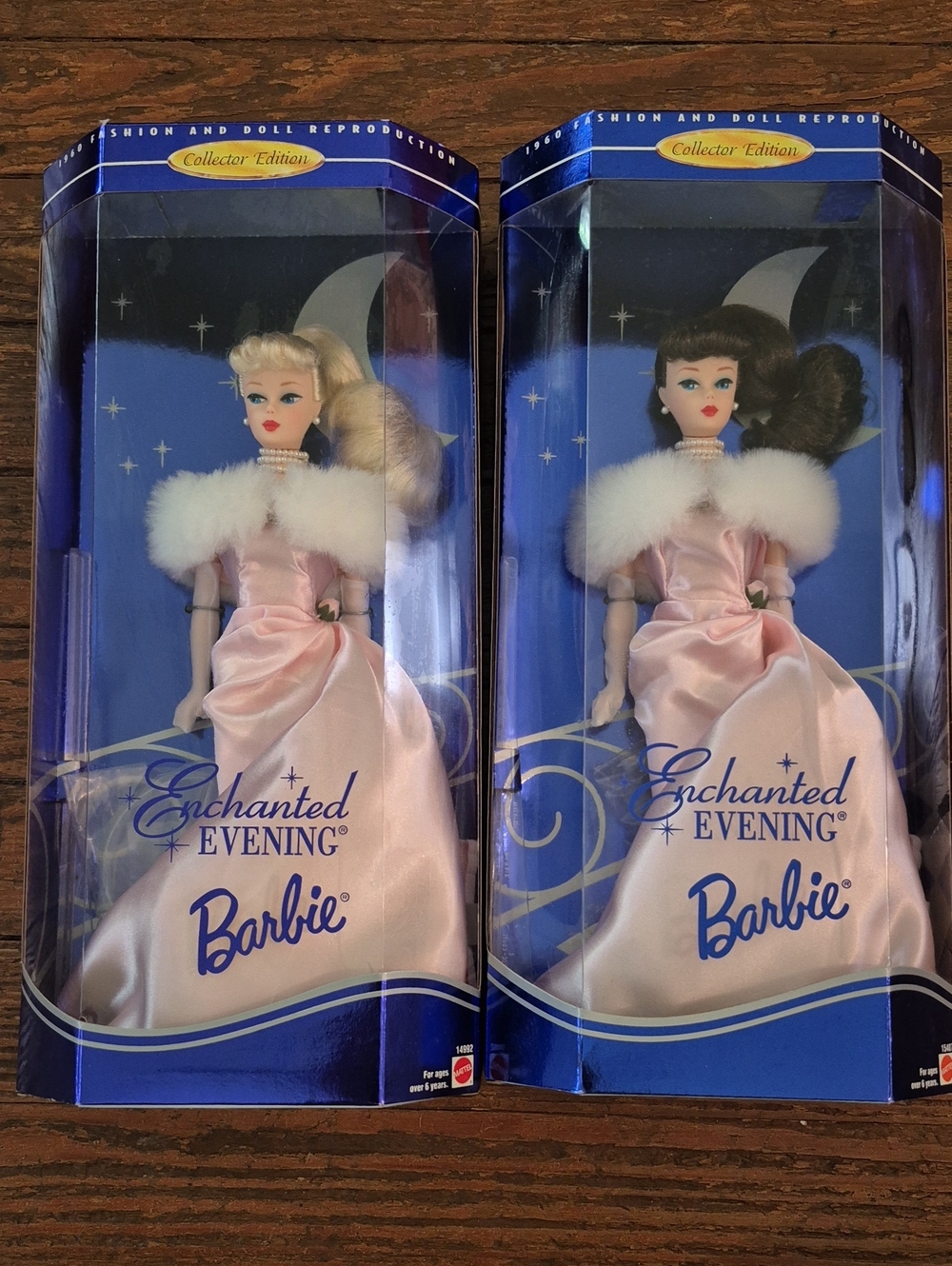 Barbie Enchanted Evening Dolls - Pink Gowns with White Fur Stoles (Pair)